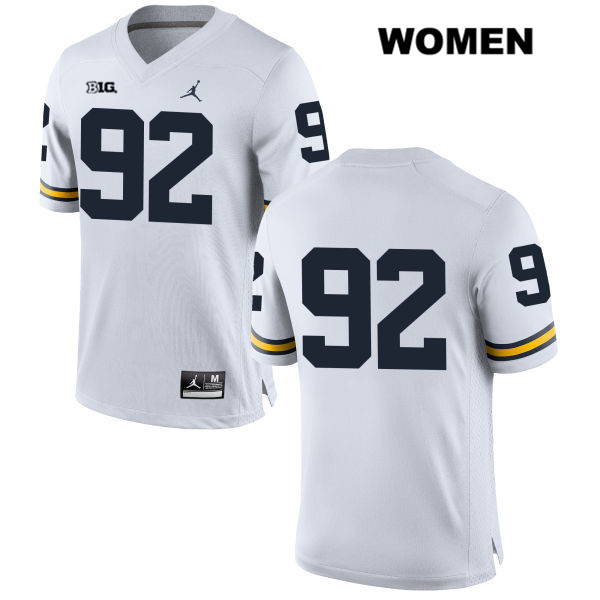 Women's NCAA Michigan Wolverines Cheyenn Robertson #92 No Name White Jordan Brand Authentic Stitched Football College Jersey BM25X21VK
